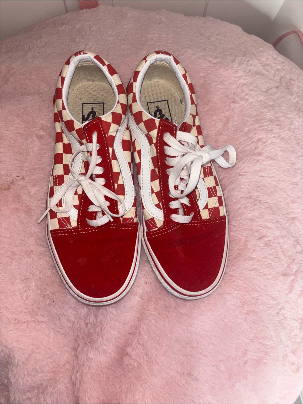 Vans Red and White Checkerboard Old Skool Sneakers